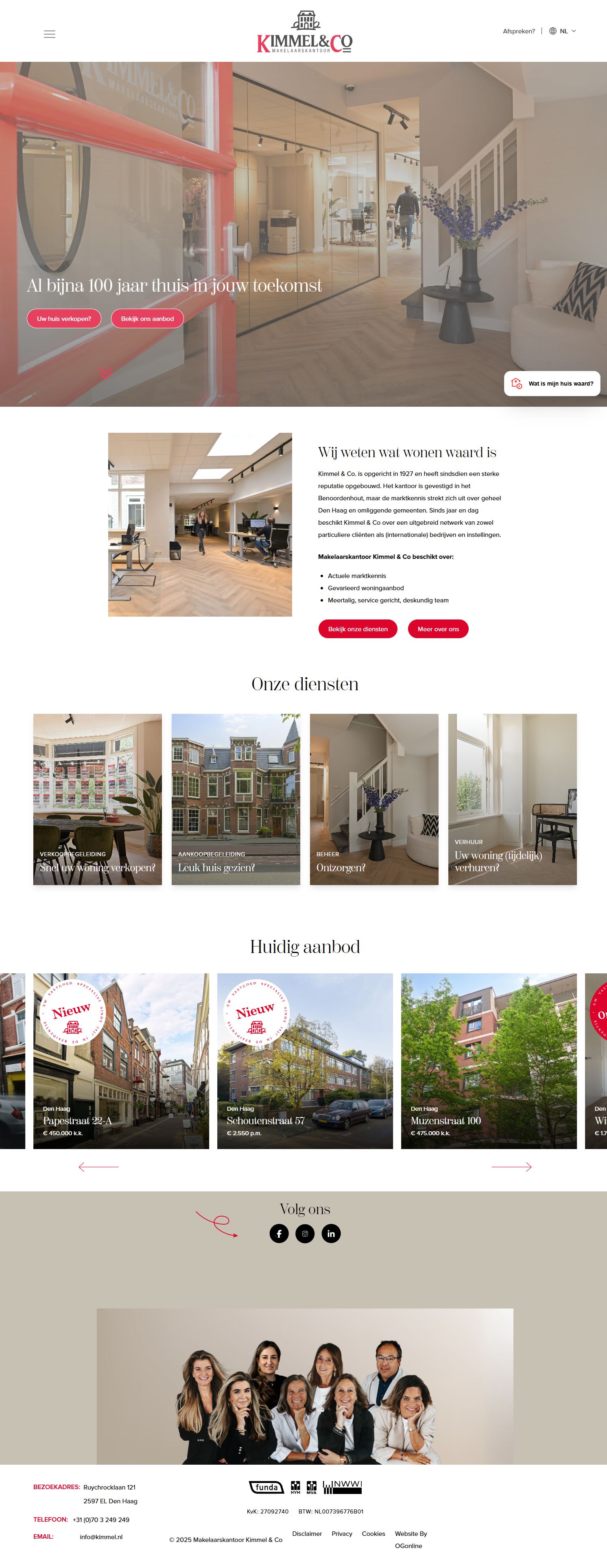 Screenshot van de website van www.kimmel.nl