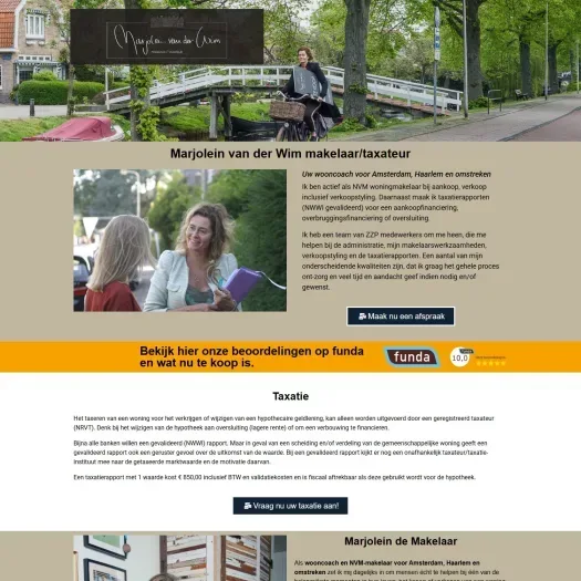 Screenshot van de website van www.marjoleindemakelaar.nl