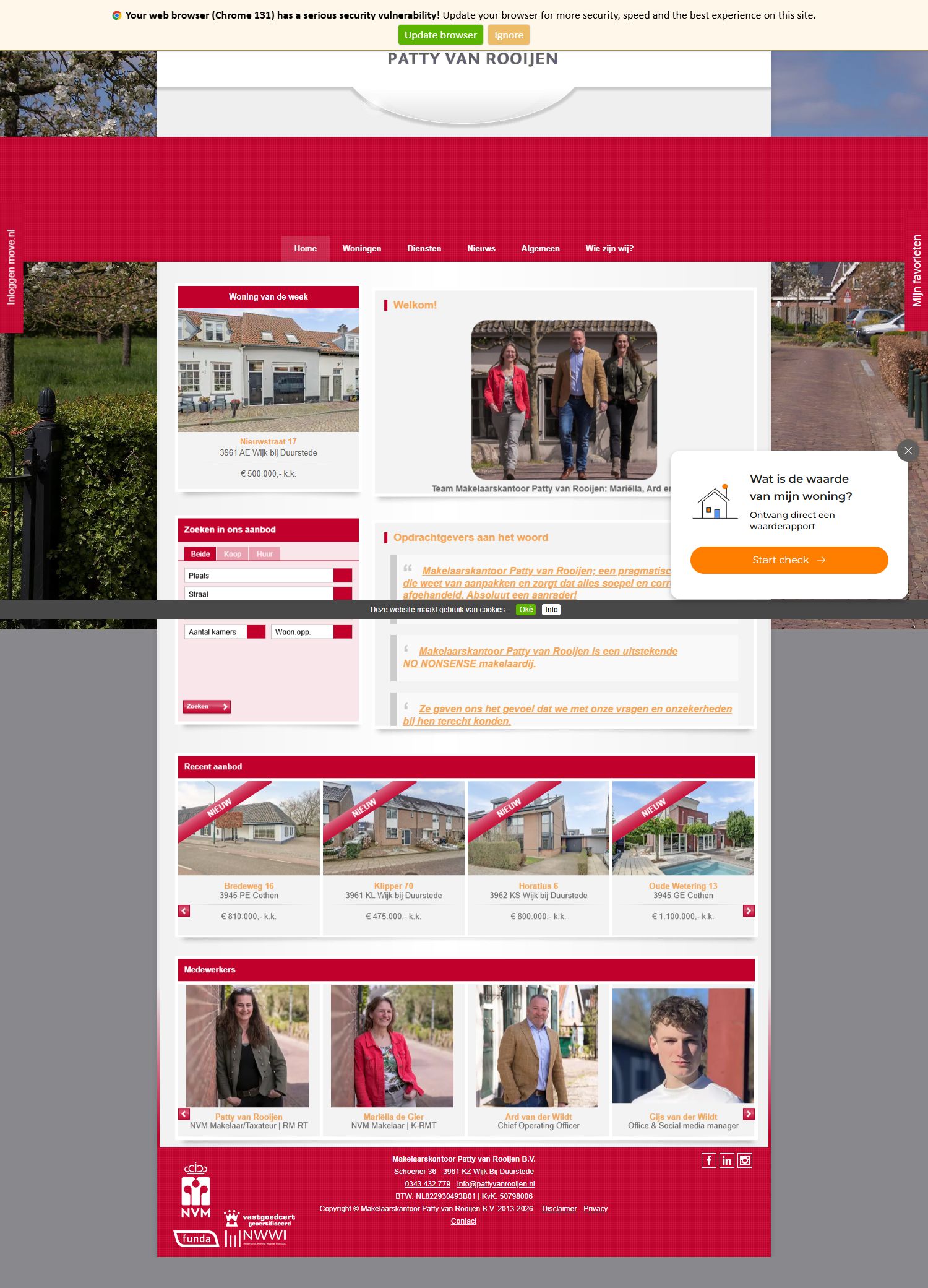 Screenshot of the website of www.pattyvanrooijen.nl