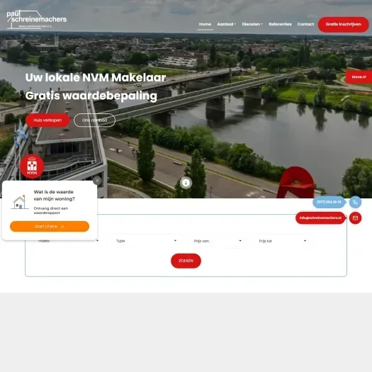 Screenshot van de website van schreinemachers.nl