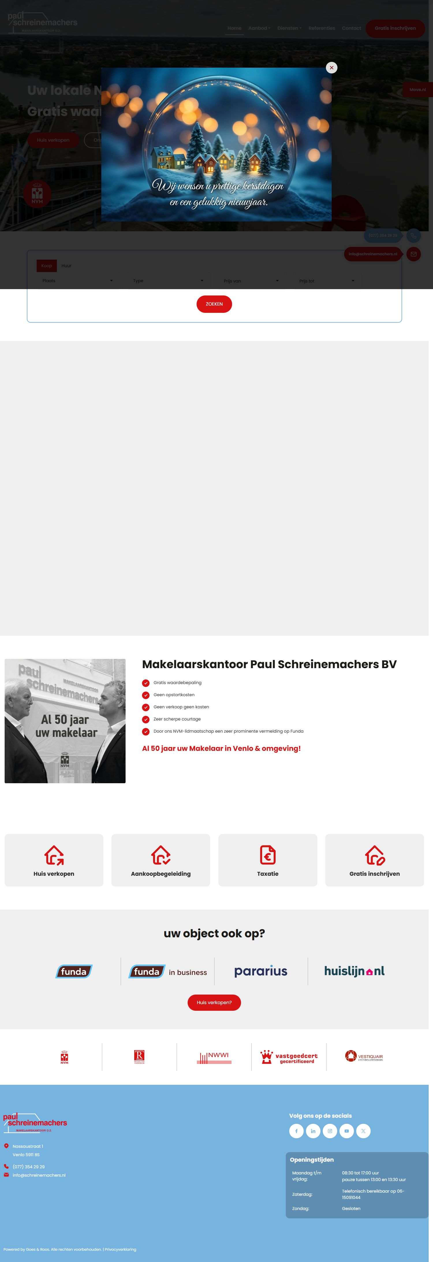 Screenshot van de website van schreinemachers.nl