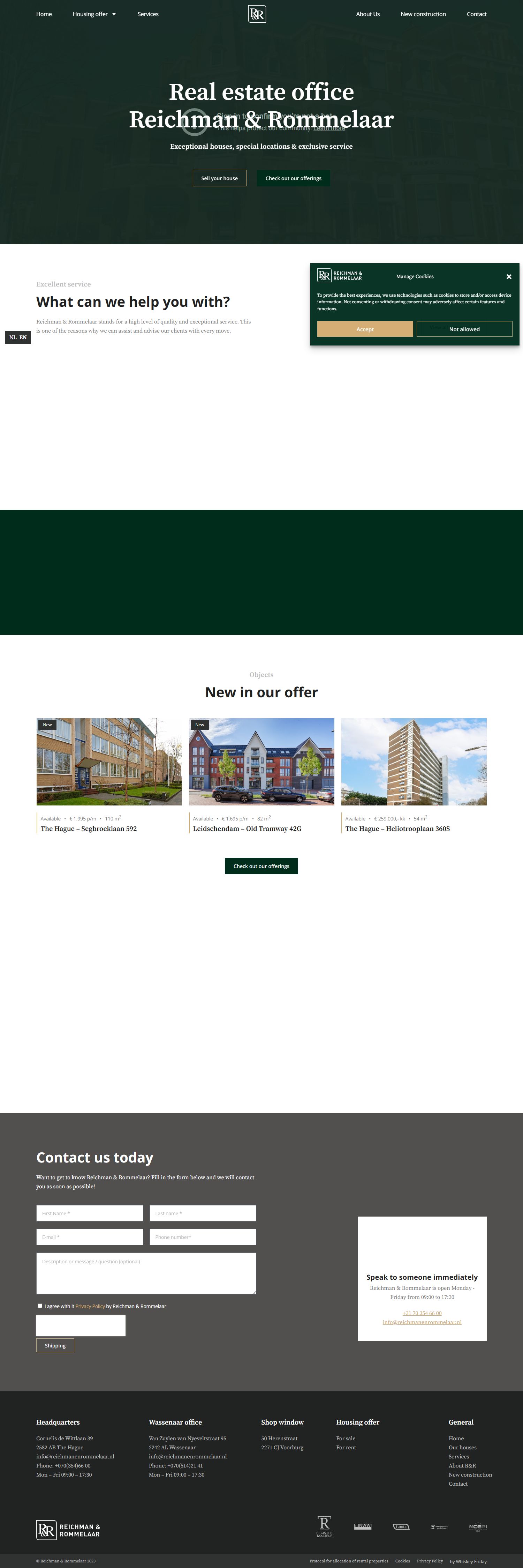 Screenshot of the website of www.reichmanenrommelaar.nl