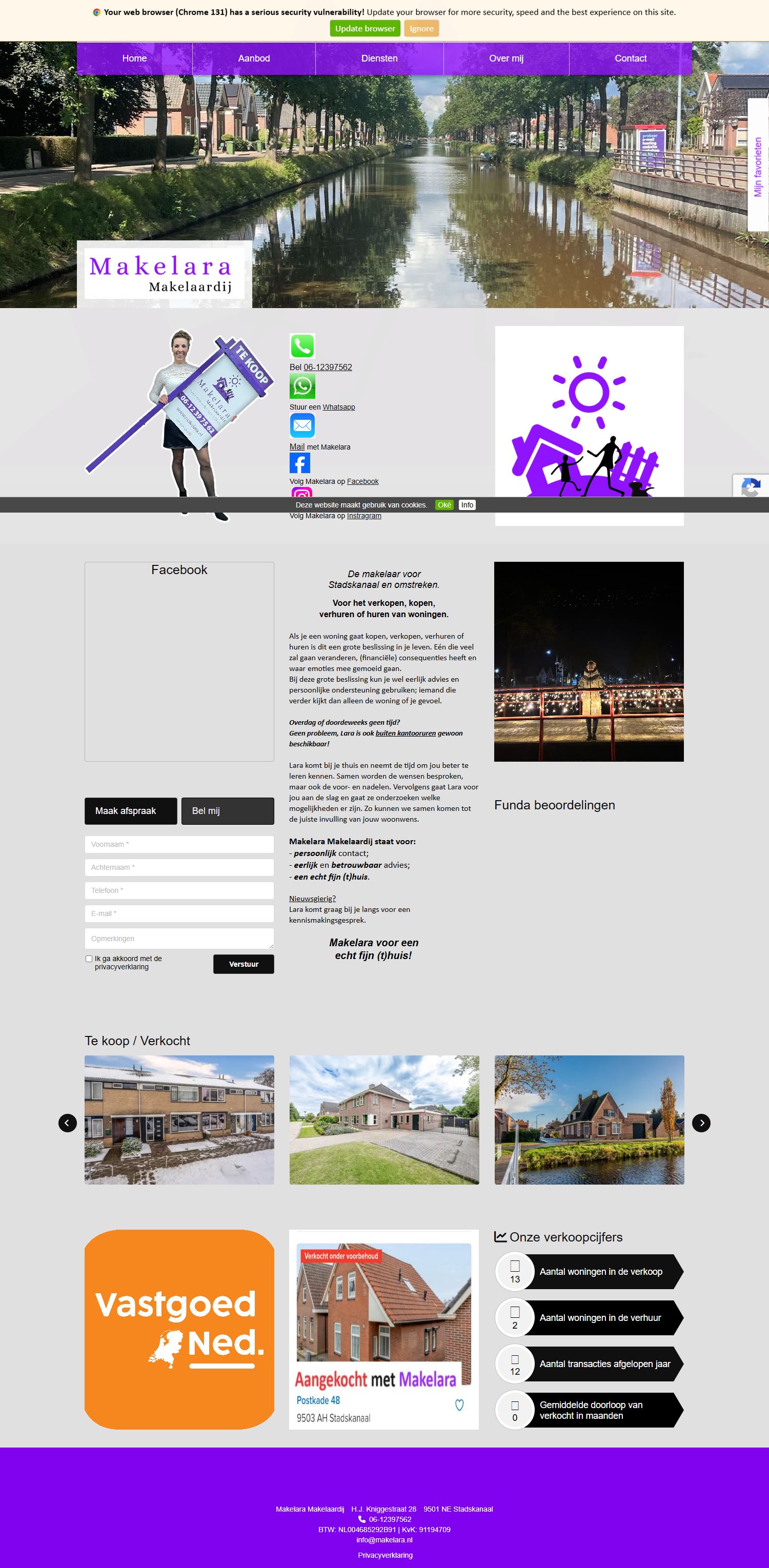 Screenshot der Website von www.makelara.nl