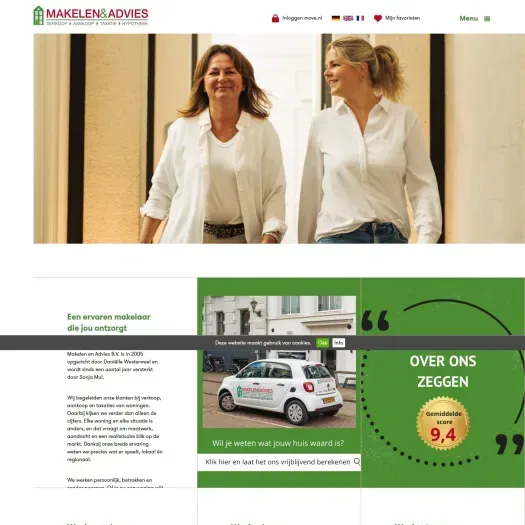 Screenshot der Website von www.makelenenadvies.nl