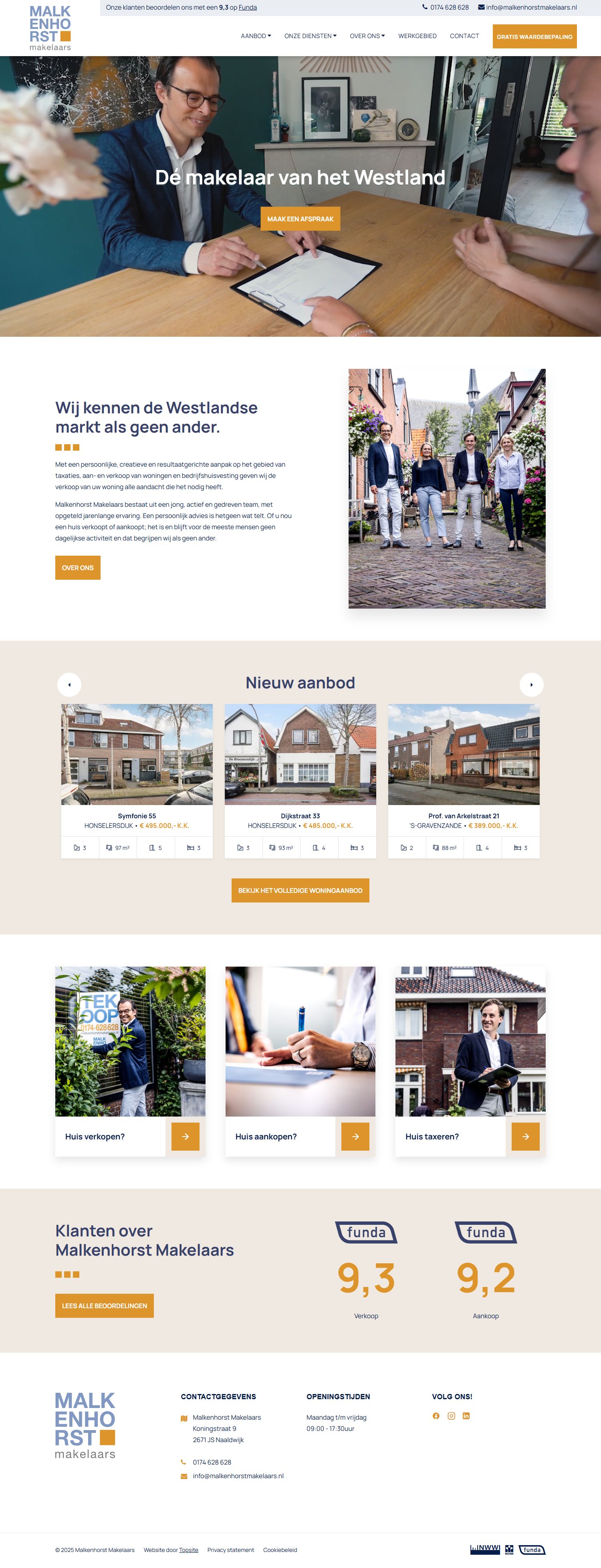 Screenshot der Website von www.malkenhorstmakelaars.nl