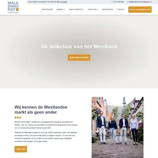 Screenshot of the website of www.malkenhorstmakelaars.nl