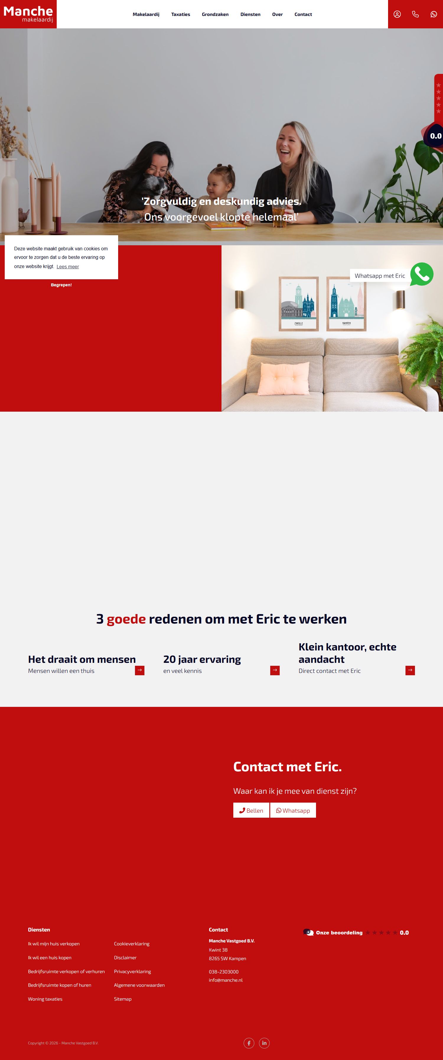 Screenshot der Website von www.manche.nl