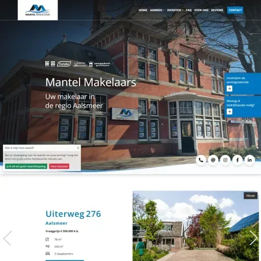 Screenshot van de website van www.mantelmakelaars.nl
