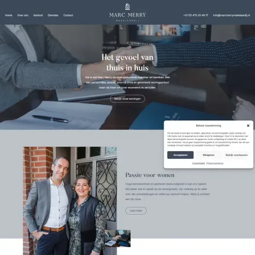 Screenshot der Website von www.marcmerrymakelaardij.nl