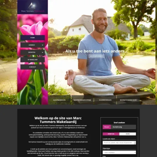 Screenshot van de website van www.tummersmakelaardij.nl