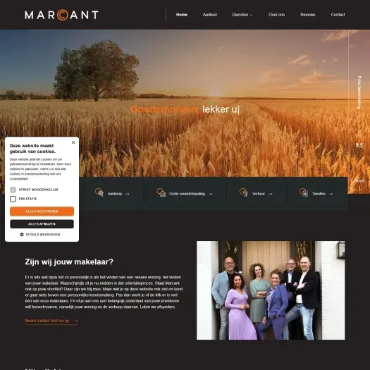Screenshot van de website van www.marcant.nl