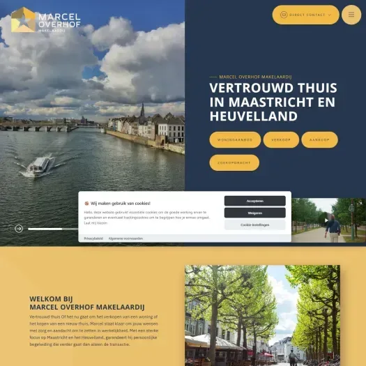 Screenshot van de website van www.marceloverhofmakelaardij.nl