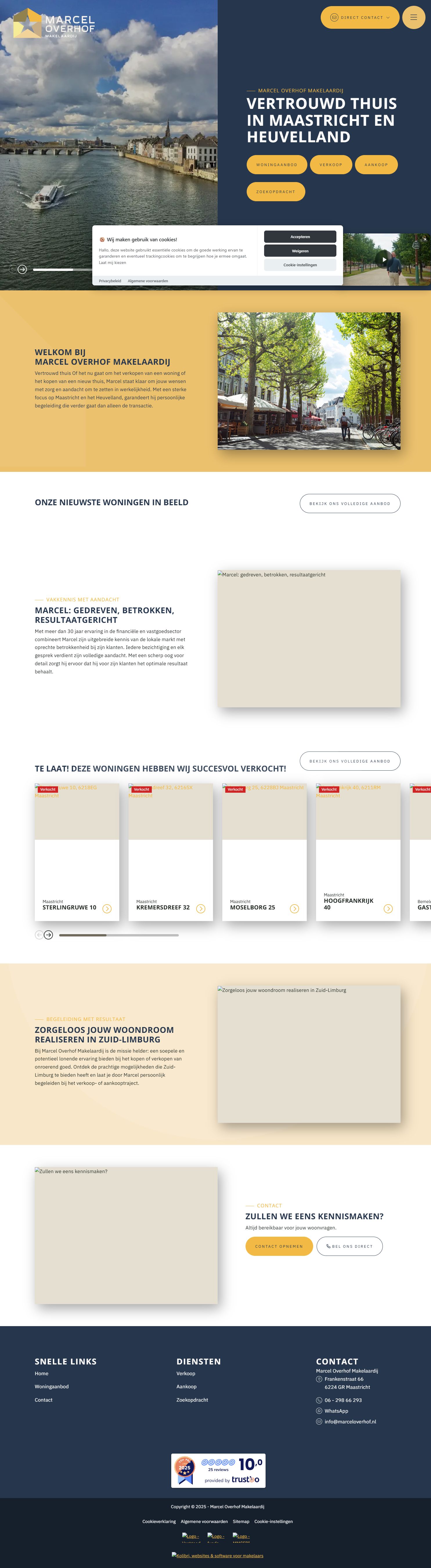 Screenshot der Website von www.marceloverhofmakelaardij.nl