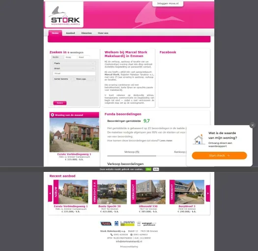 Screenshot van de website van www.storkmakelaardij.nl