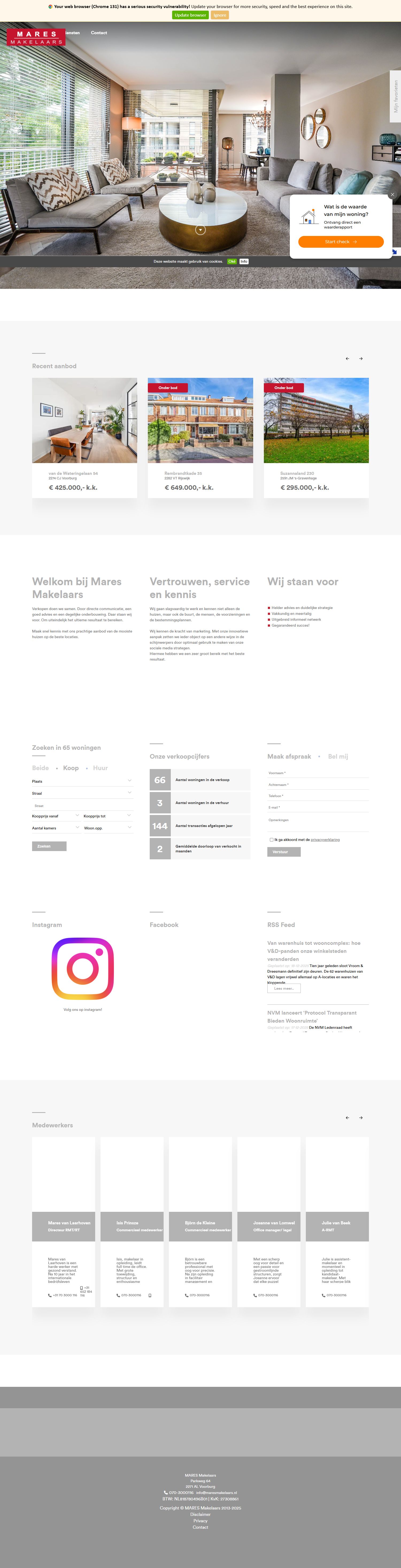 Screenshot of the website of www.maresmakelaars.nl