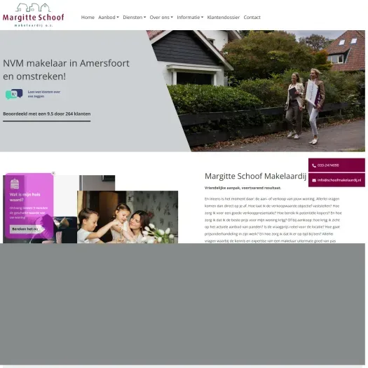 Screenshot van de website van www.schoofmakelaardij.nl