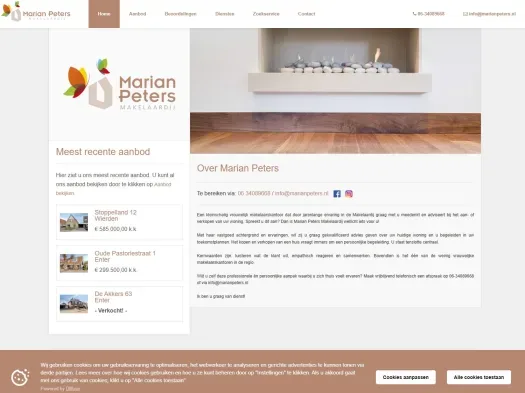 Screenshot of the website of www.marianpeters.nl