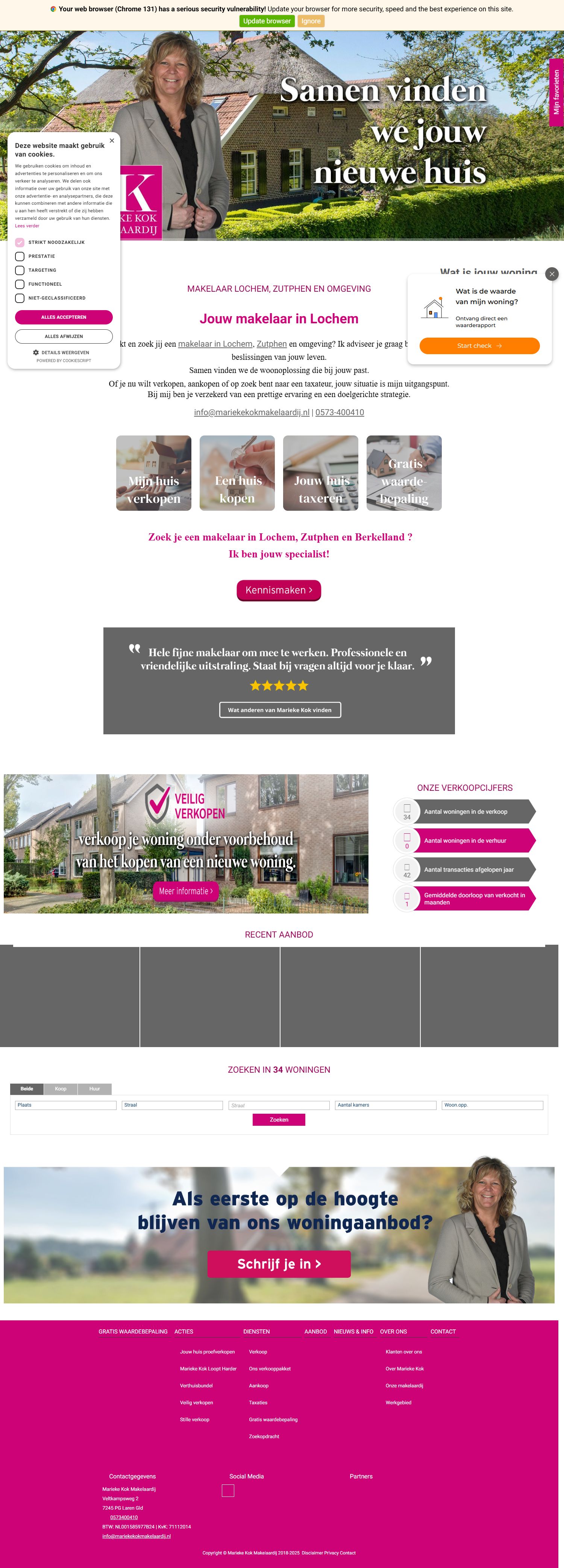 Screenshot der Website von www.mariekekokmakelaardij.nl