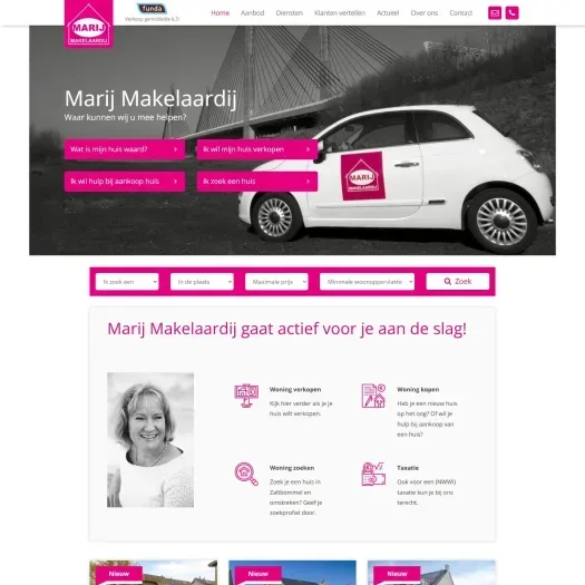 Screenshot van de website van www.marijmakelaardij.nl