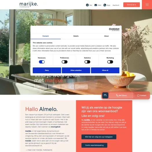 Screenshot der Website von www.marijkemakelaardij.nl