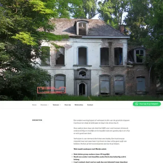 Screenshot van de website van www.marijnvastgoed.nl
