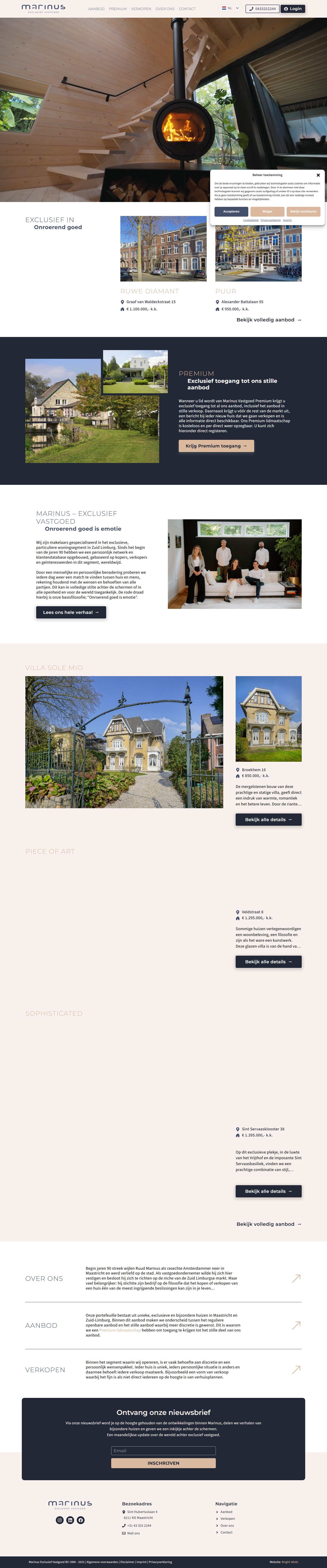 Screenshot van de website van www.marinus-vastgoed.nl