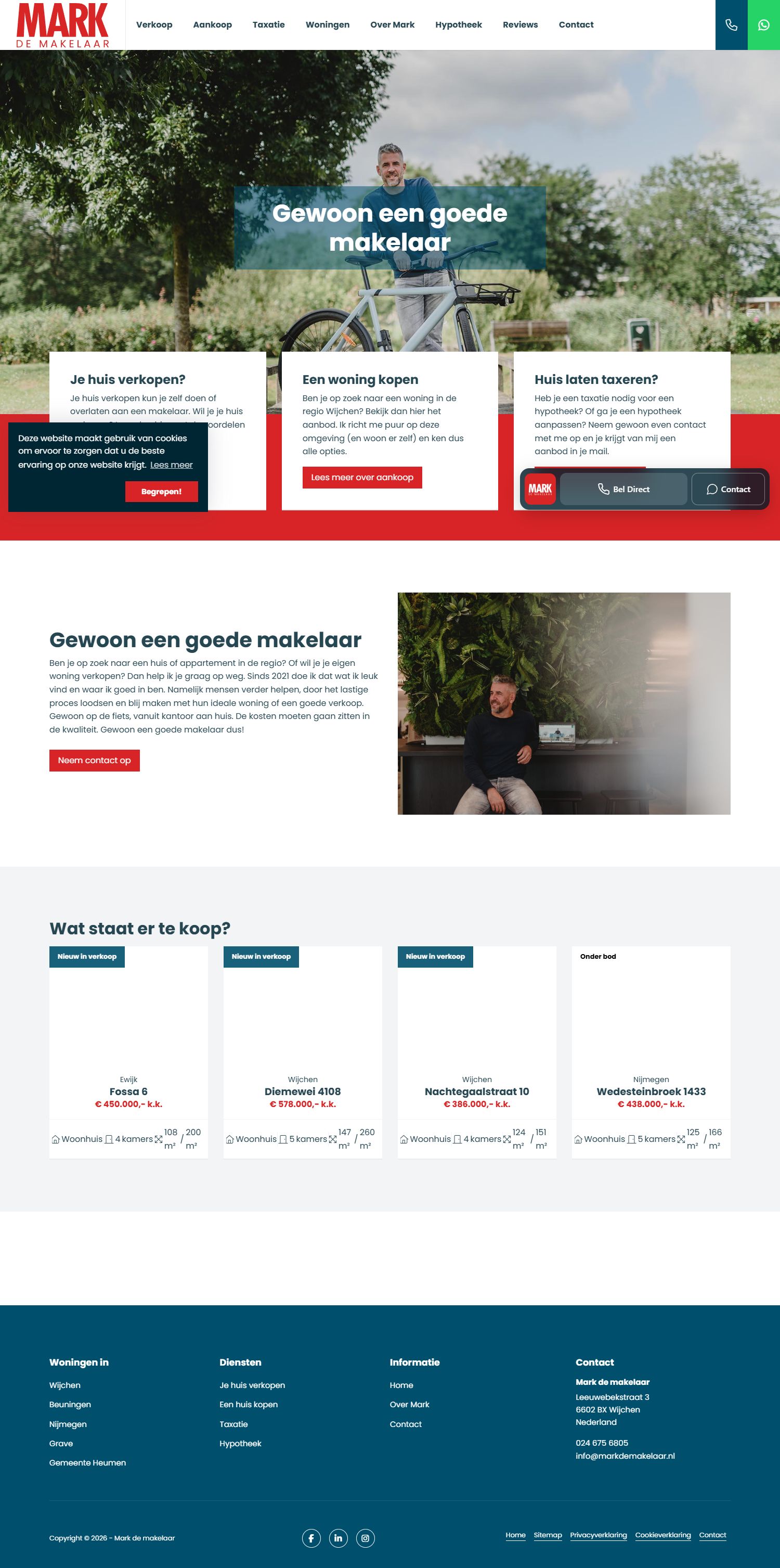 Screenshot of the website of www.markdemakelaar.nl