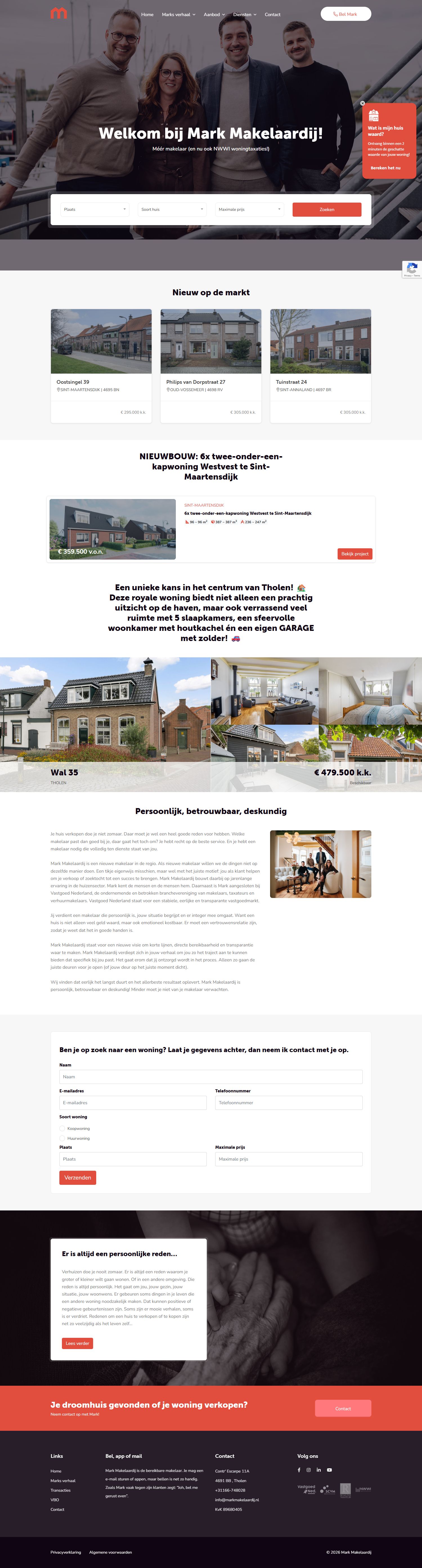 Screenshot der Website von www.markmakelaardij.nl