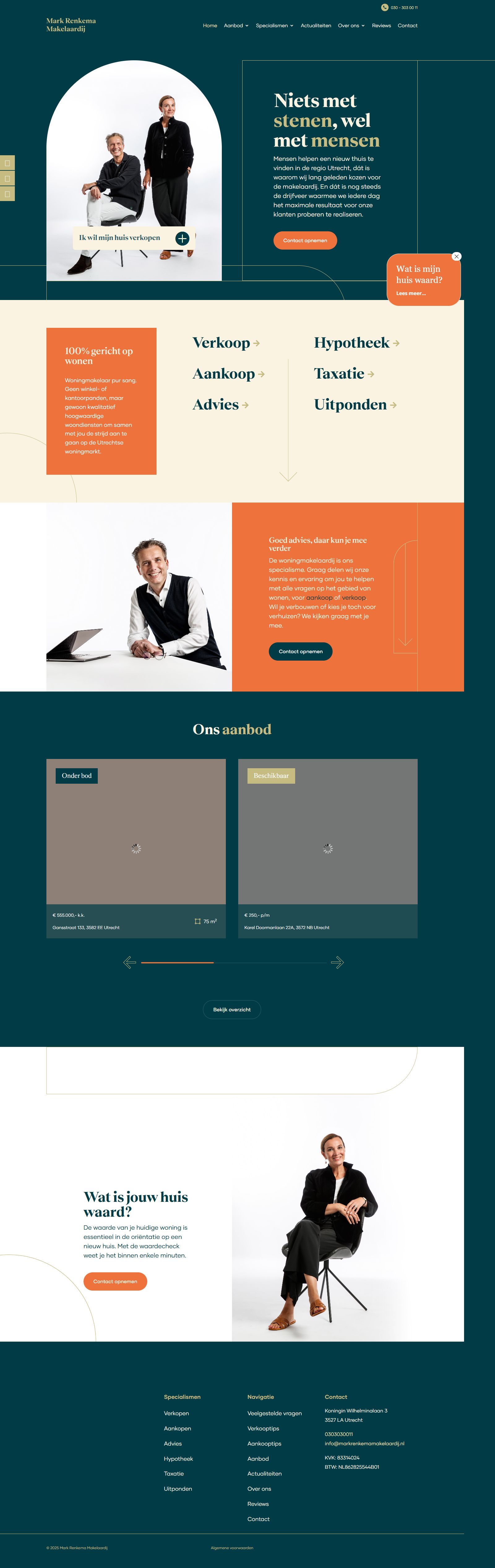 Screenshot van de website van www.markrenkemamakelaardij.nl
