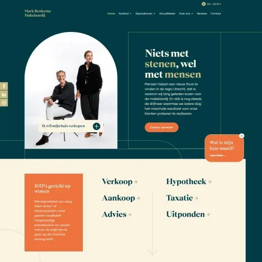 Screenshot van de website van www.markrenkemamakelaardij.nl