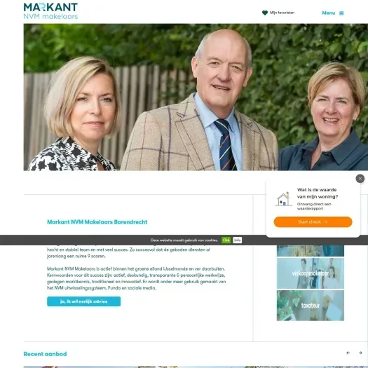 Screenshot van de website van www.markantnvmmakelaars.nl