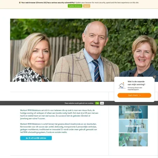 Screenshot van de website van www.markantnvmmakelaars.nl