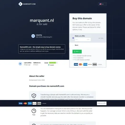 Screenshot of the website of www.marquant.nl