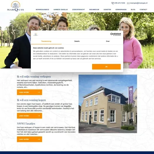 Screenshot van de website van www.marquis.nl