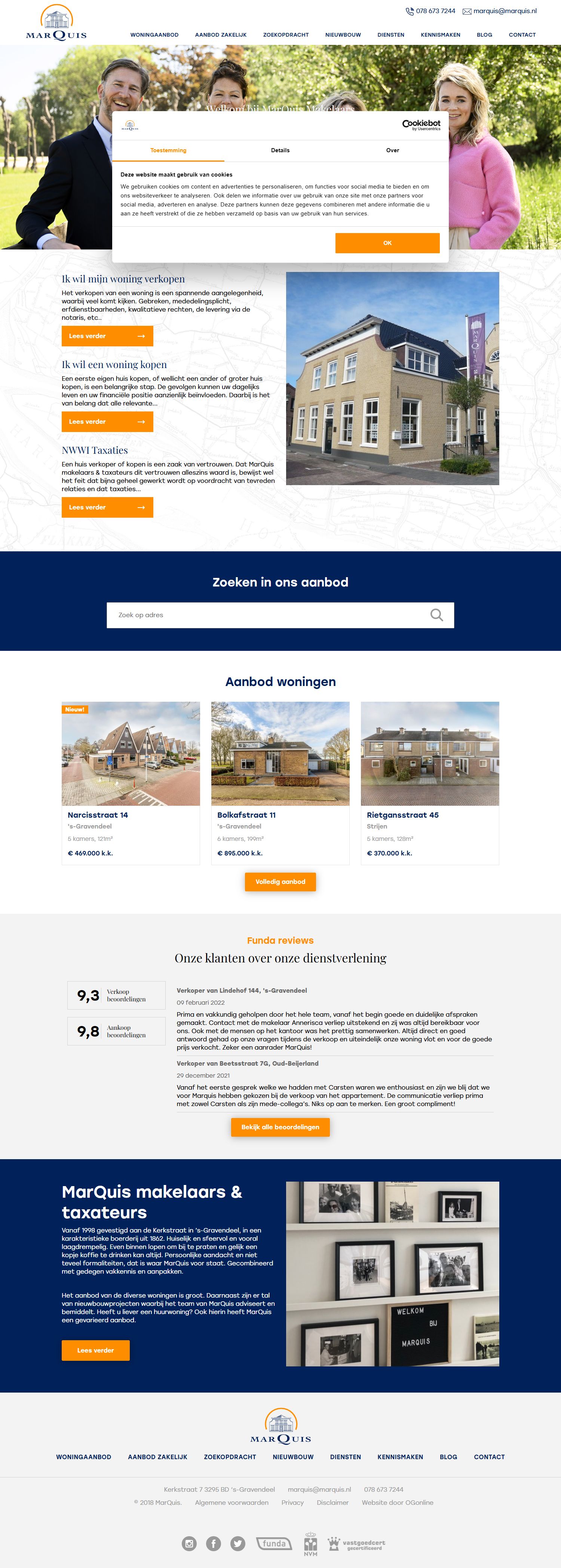 Screenshot der Website von www.marquis.nl