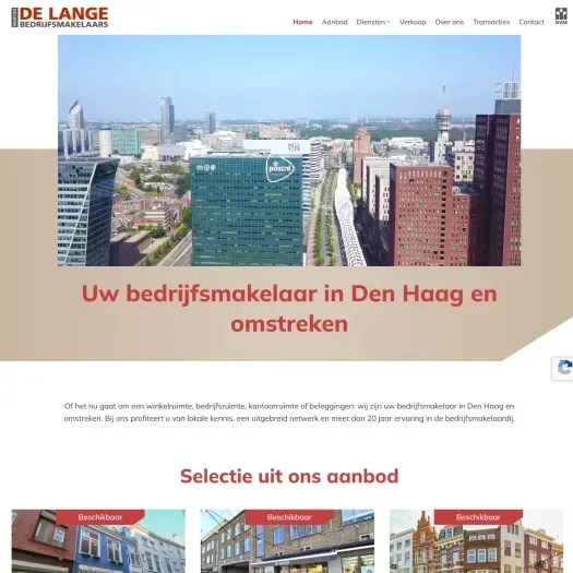 Screenshot van de website van www.delangemakelaars.nl