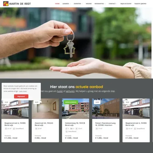 Screenshot van de website van www.martinderegt.nl