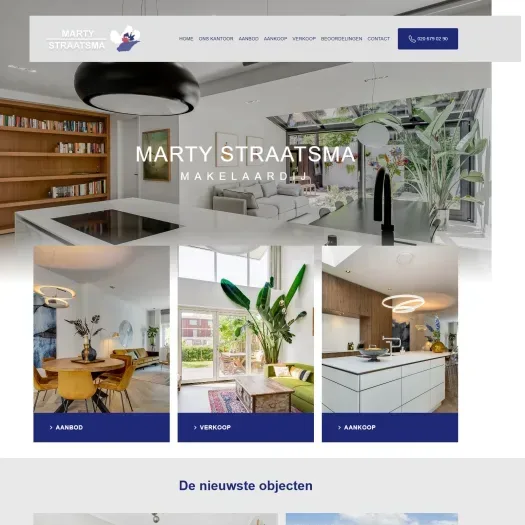 Screenshot van de website van www.martystraatsma.nl