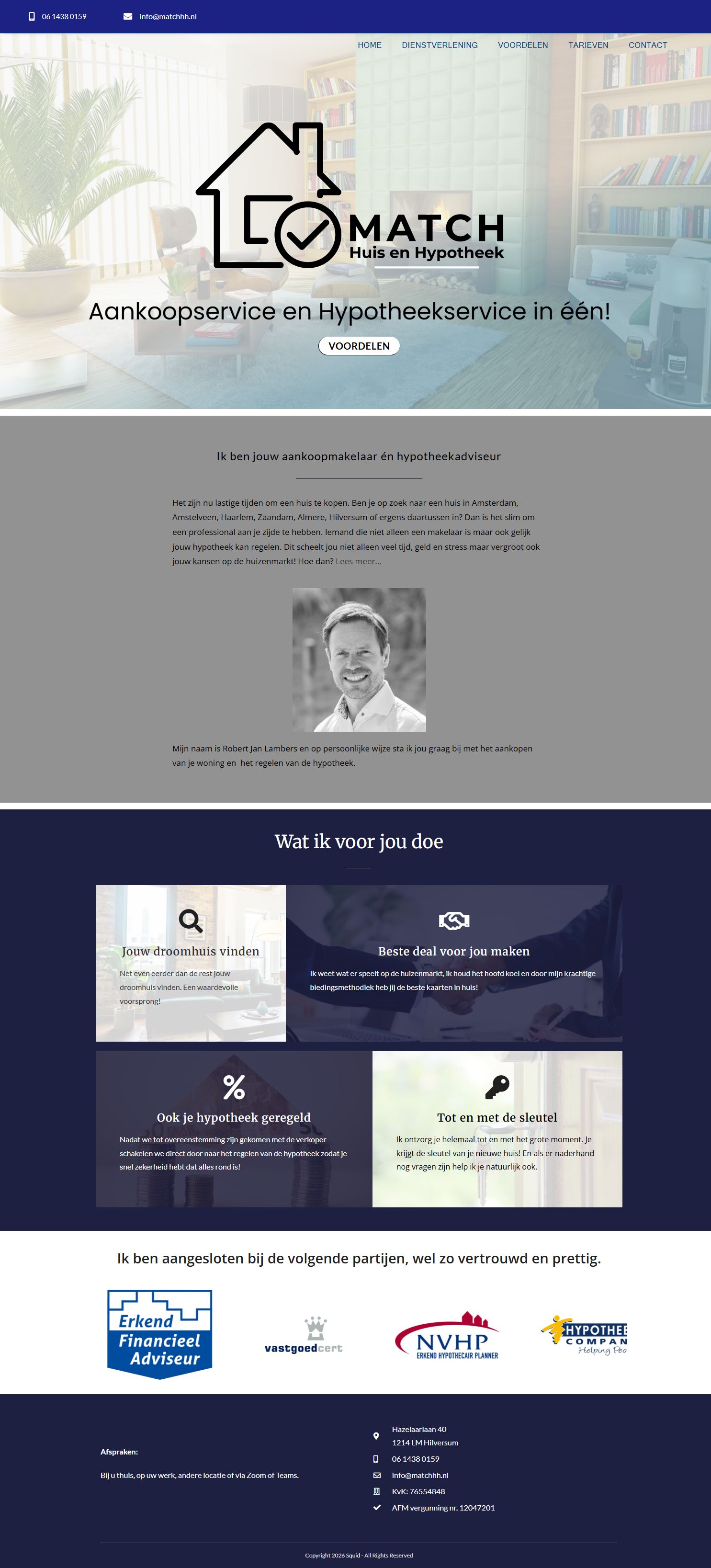 Screenshot van de website van www.matchhuishypotheek.nl