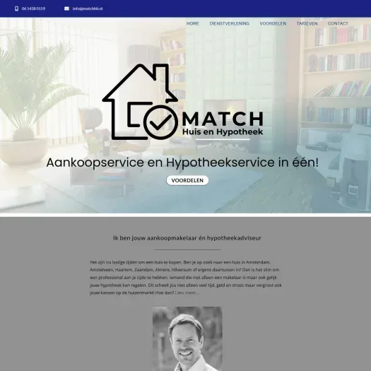 Screenshot van de website van www.matchhuishypotheek.nl