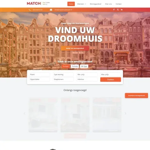 Screenshot of the website of www.matchrealestate.nl