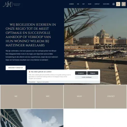 Screenshot of the website of www.matzingermakelaars.nl