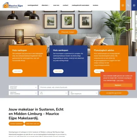 Screenshot van de website van www.maurice-eijpemakelaardij.nl