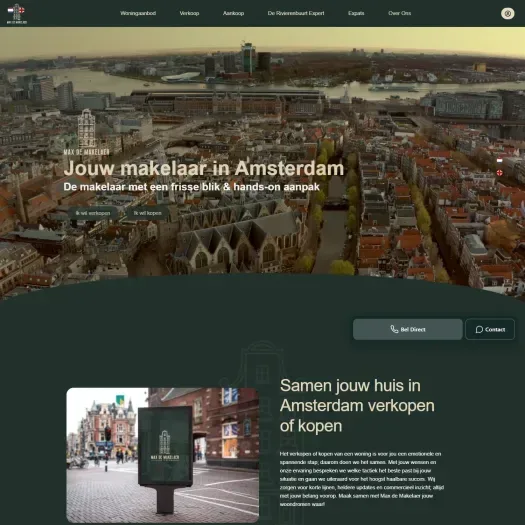 Screenshot van de website van www.maxdemakelaer.com