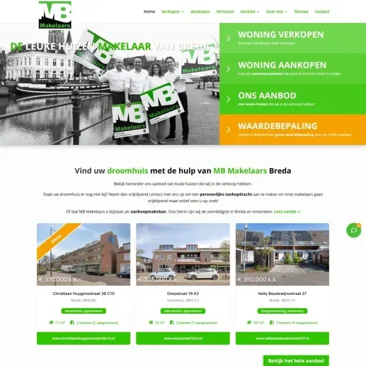Screenshot van de website van www.mbmakelaars.nl