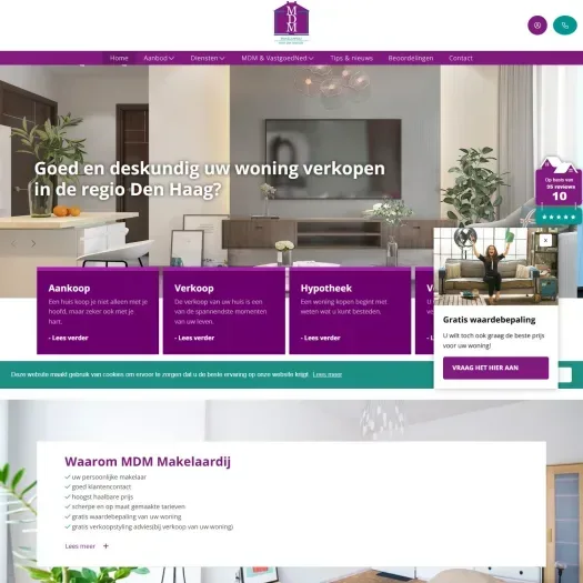 Capture d'écran du site web de www.mdmmakelaardij.nl