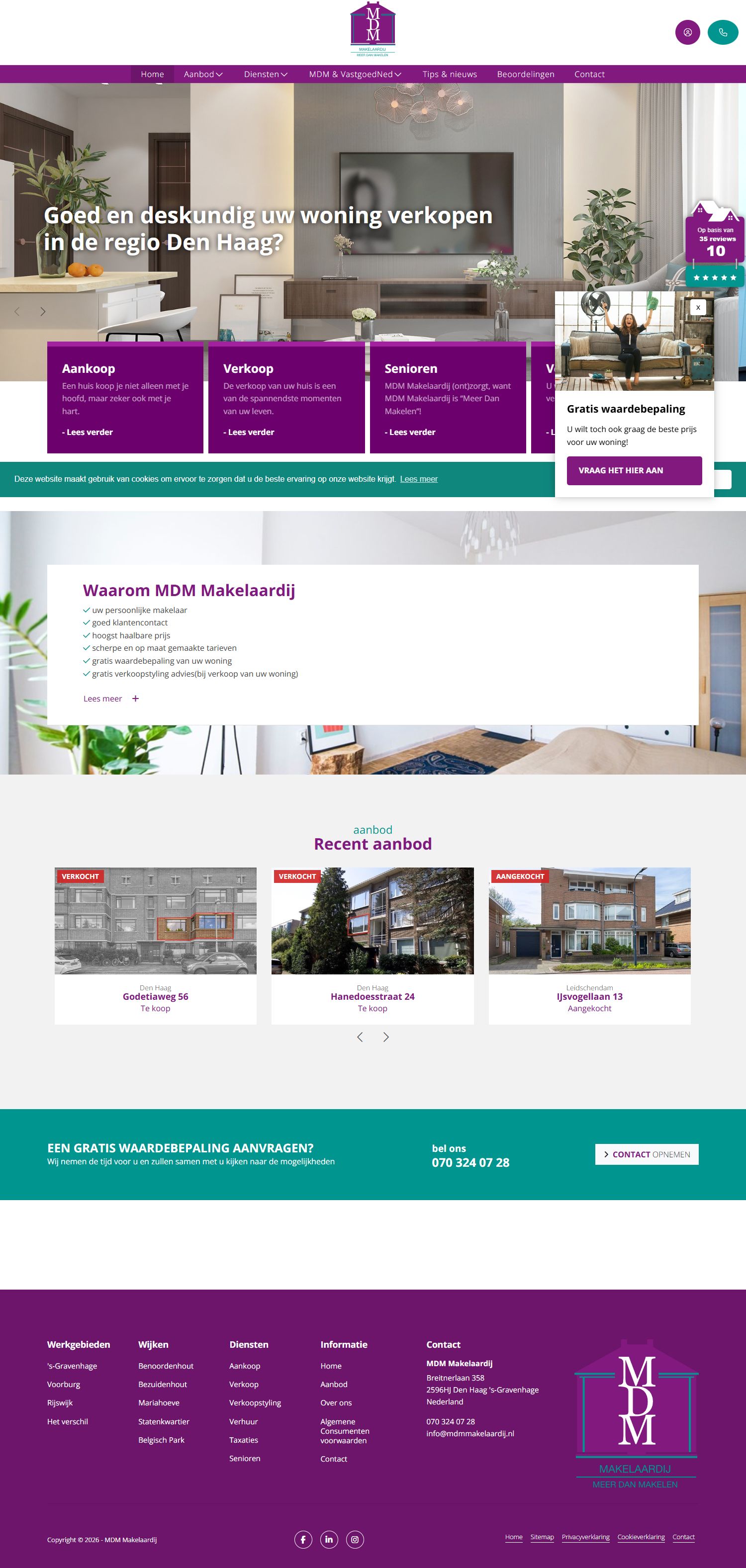 Screenshot of the website of www.mdmmakelaardij.nl
