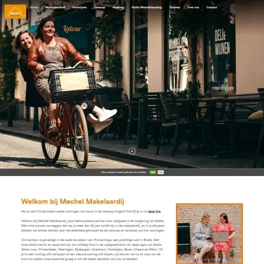 Screenshot van de website van www.mechelmakelaardij.nl