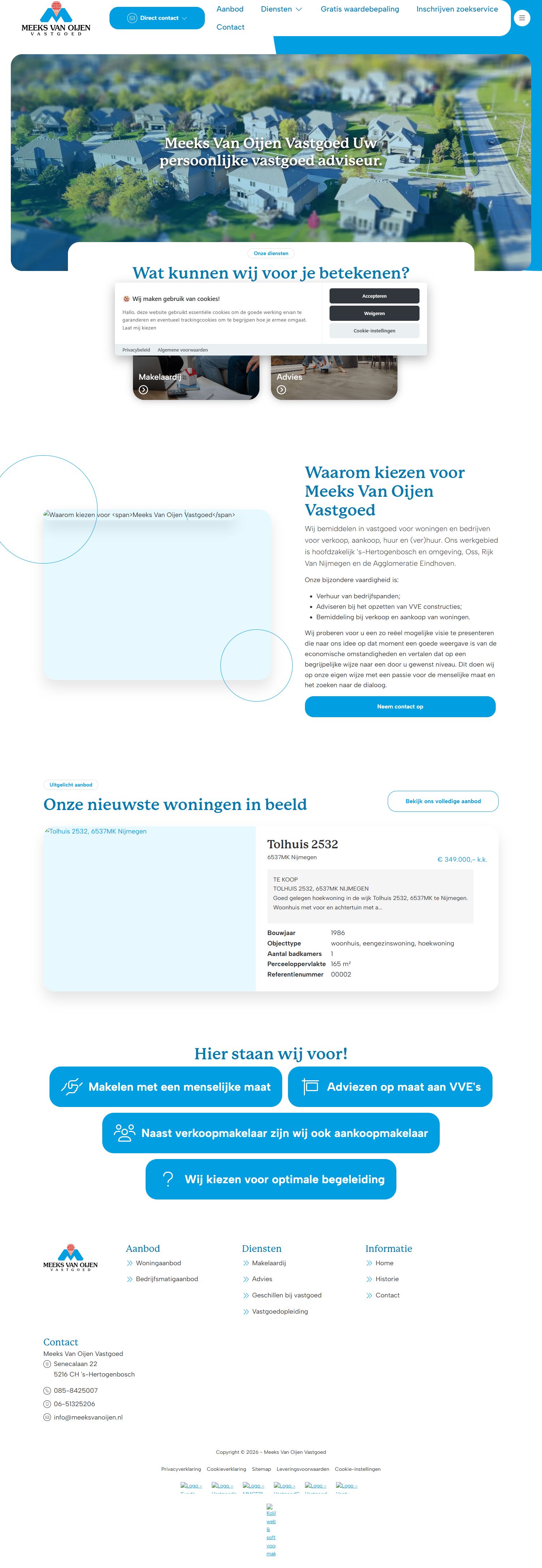 Screenshot van de website van www.meeksvanoijen.nl