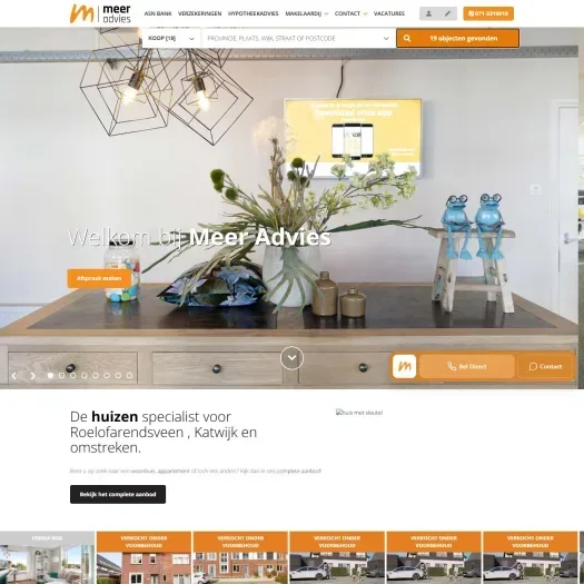 Screenshot van de website van www.meer-advies.nl